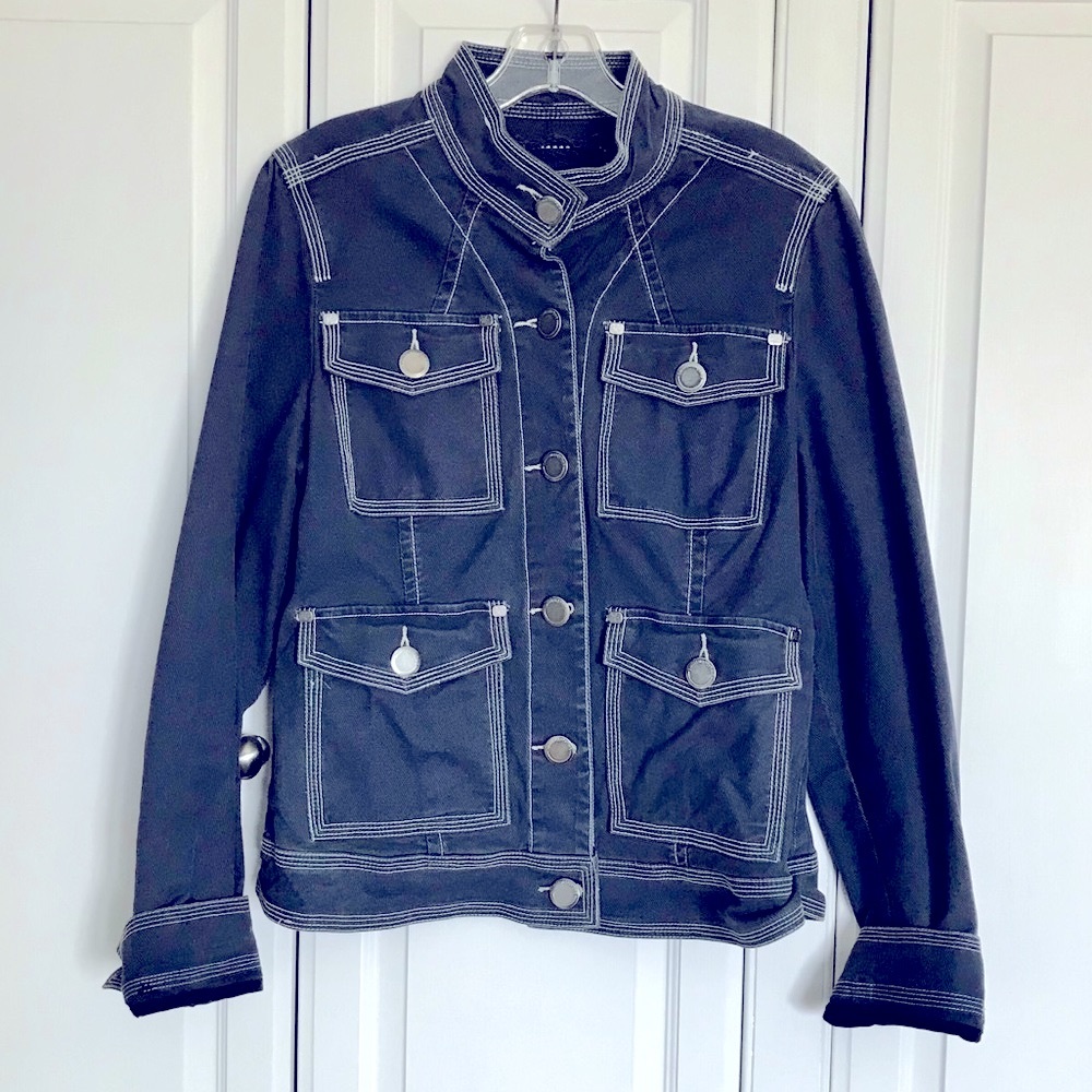 Navy jacket with fun stitching details